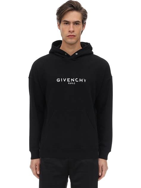 felpa givenchy nera con cappuccio|Felpa con cappuccio con zip GIVENCHY in tessuto garzato .